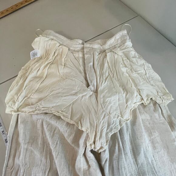 Mable Cream Linen Blend Wide Leg Pleated Pants Women's Large Minimalist Coastal - Picture 7 of 15